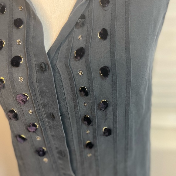 Maiyet Shirt Tail Top Blouse Blue Button
Up Sleeveless 38 Medium Silk - Picture 7 of 13